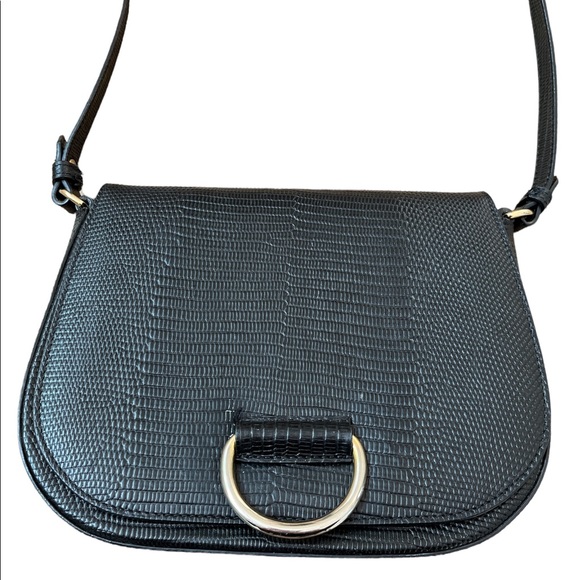 Jenni Kayne Embossed Lizard Saddle Crossbody Little Liffner Bag Black - Picture 3 of 11